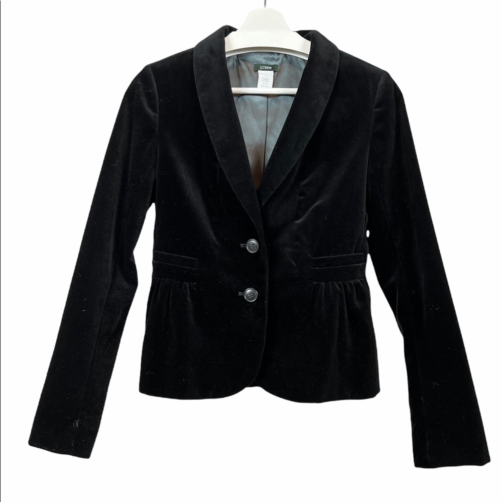 Like New J. Crew Blazer Eden Black Velvet Tailored Blazer Gold Lining